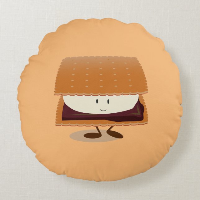 Cojín Redondo Sonriente S'more Food Round Pillow (Anverso)