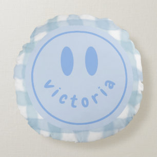 Cojín Redondo sonrisa personalizada cara feliz nombre de sonrisa
