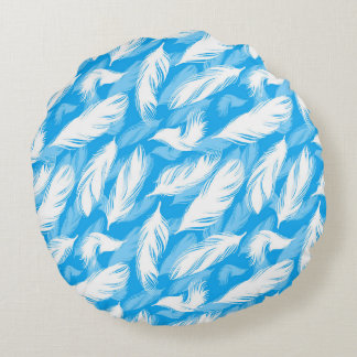 Cojín Redondo Sophisticated Feather Design On A Bright Blue 