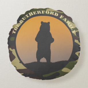 Cojín Redondo Soporte de oso y camo