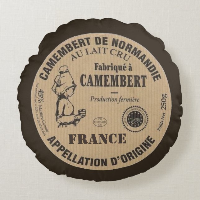 Cojín Redondo Souvenir de Francia: Le camembert (Anverso)