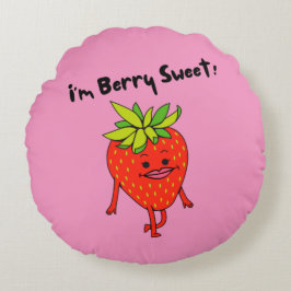 Cojín Redondo ¡Soy Berry Sweet! - Funny Fruit Pun