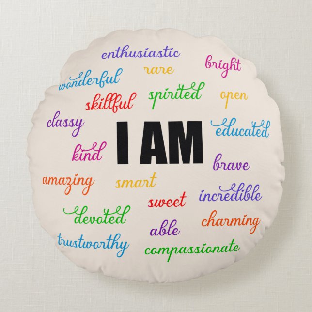 Cojín Redondo Soy Inspirador, Positivo, Religioso, Cristiano (Anverso)