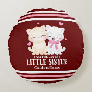 Cojín Redondo Soy la hermana más linda Personalizado de gatos