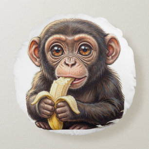 Cojín Redondo ¡Soy un chimpancé travieso!