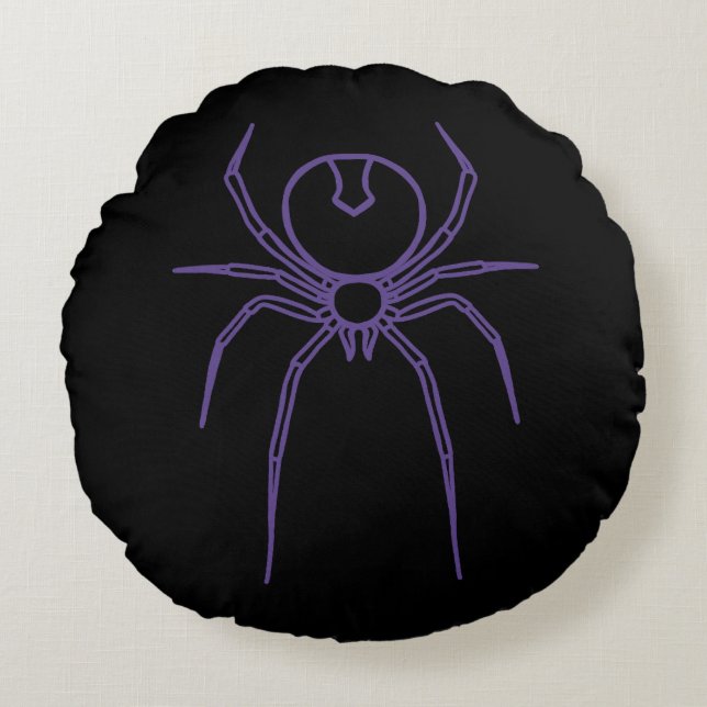 Cojín Redondo Spider en morado y negro (Anverso)