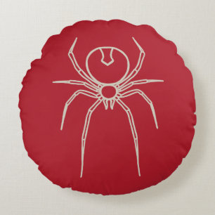 Cojín Redondo Spider - Rojo en la sangre y blanco óseo