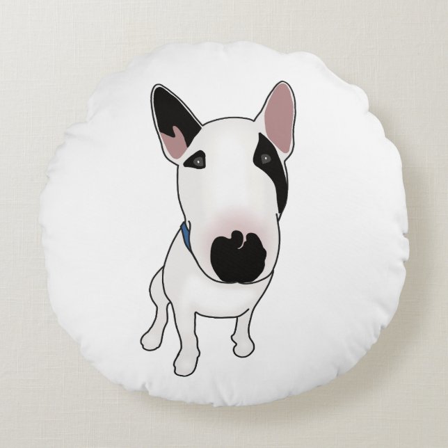 Cojín Redondo Spike el Bull Terrier Inglés (Anverso)