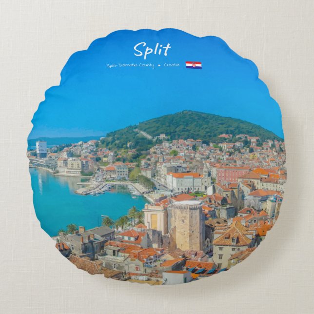 Cojín Redondo Split, Croacia - Ciudad Costera (Anverso)