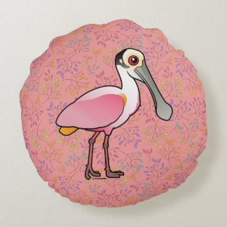 Cojín Redondo Spoonbill rosado de Birdorable