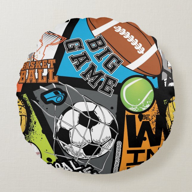 Cojín Redondo Sport Pattern With Balls (Anverso)