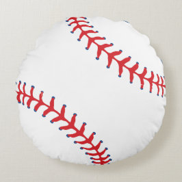 Cojín Redondo Sporty-Béisbol Clásico Rojo y Blanco Temático Depo