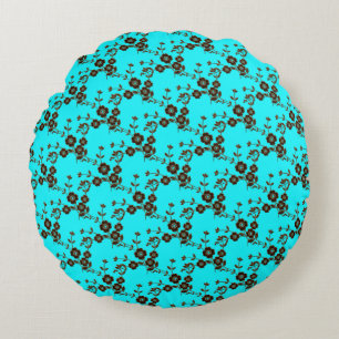 Cojín Redondo Spray floral-S1-Robins Huevo-Brown-16in ROUND PILL