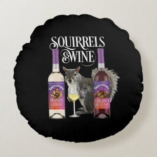 Cojín Redondo Squirrels & Wine - Funny Squirrel Lover and Wine D