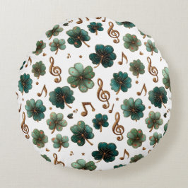 Cojín Redondo St. Patrick’s Day Musical Shamrock