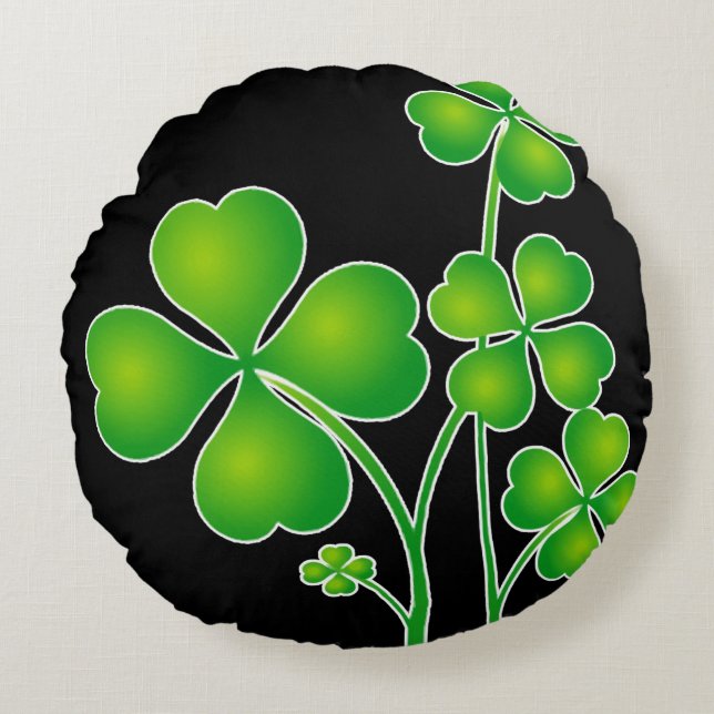 Cojín Redondo St. Patrick's Day Clover / Shamrock + tus ideas (Anverso)