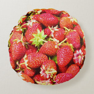 Cojín Redondo "Stack of Strawberries Fruit" Foto escueta. ¡Hazte