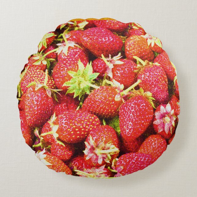 Cojín Redondo "Stack of Strawberries Fruit" Foto escueta. ¡Hazte (Anverso)