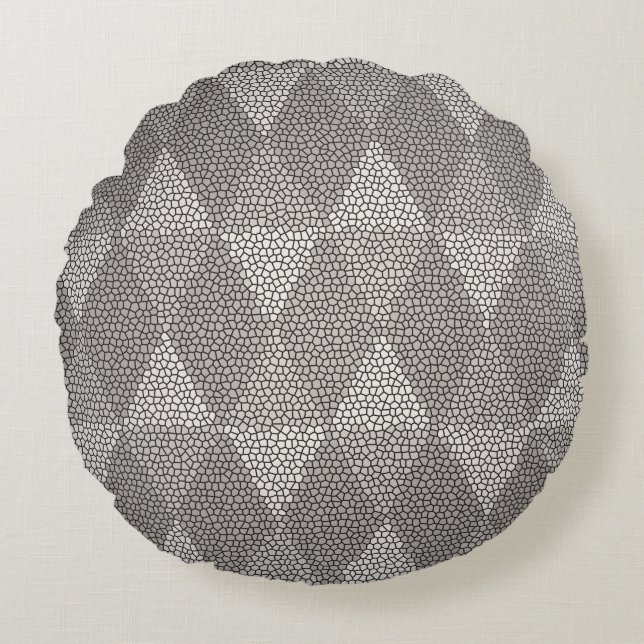 Cojín Redondo Stained Glass Silver Diamond Pattern (Anverso)