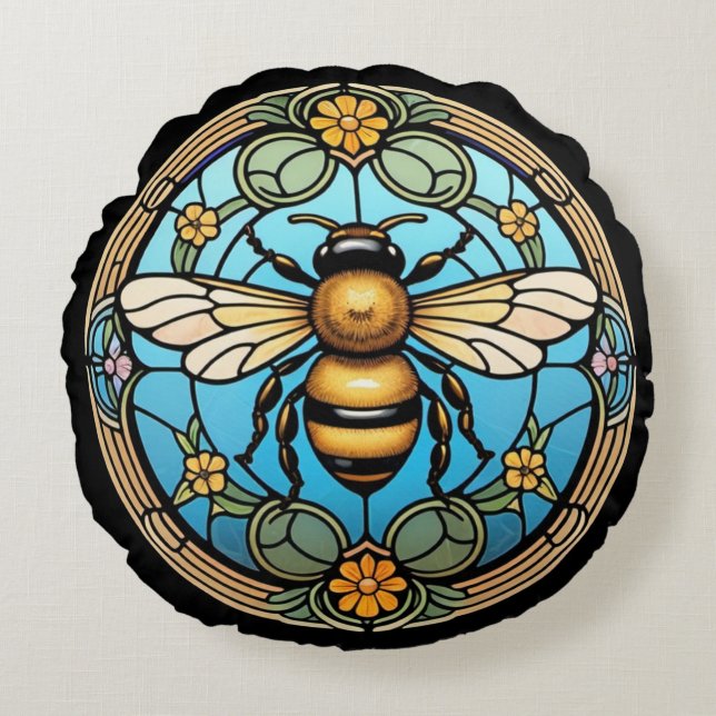 Cojín Redondo StainGlass Honeybee (Anverso)