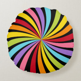 Cojín Redondo Starburst Rainbow Colors Decorative Throw Pillow