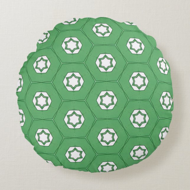 Cojín Redondo Stars in a honeycomb mint green circular pillow (Anverso)