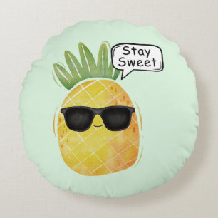 Cojín Redondo Stay Sweet Pineapple Personalizado Fun