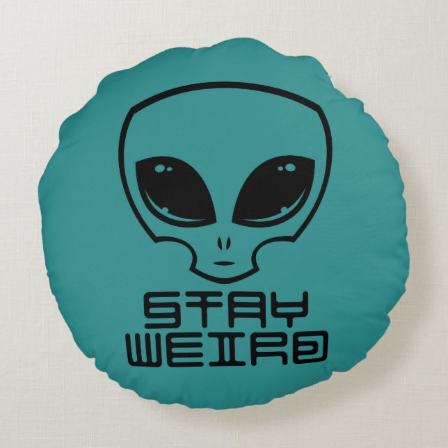 Cojín Redondo Stay Weird Alien Head (Reverso)