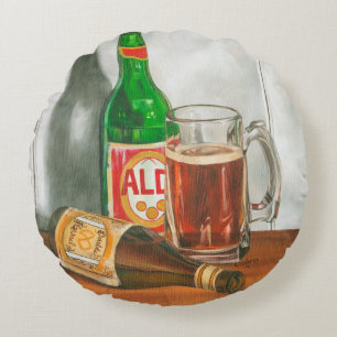 Cojín Redondo Still Life with Beer (La vida con la cerveza) por 