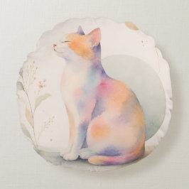 Cojín Redondo Stille Katze im Mondlicht