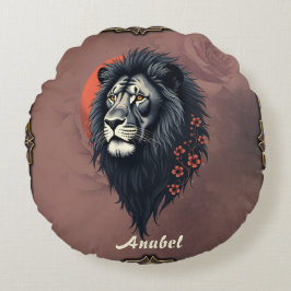 Cojín Redondo Strength and delicacy united, a black lion