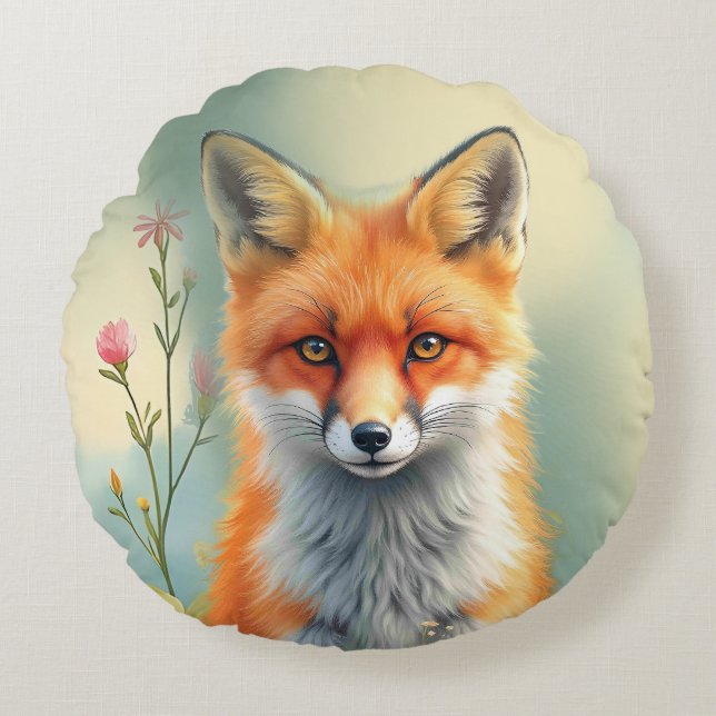 Cojín Redondo Striking Eyes of a Cunning Red Fox   (Anverso)