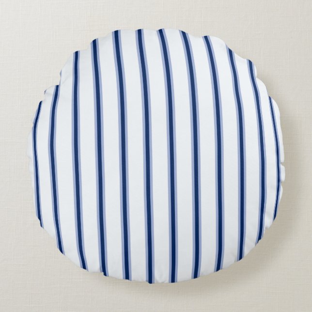 Cojín Redondo Stripes Modern Indigo Minimalist Elegance (Anverso)