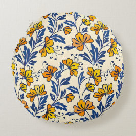 Cojín Redondo Stunning Seamless Pattern of Flowers and Leaves