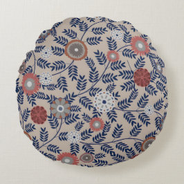 Cojín Redondo Stunning Teal and Magenta Foliage Pattern 