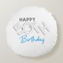 Cojín Redondo Stylish Happy 50th Birthday Typography