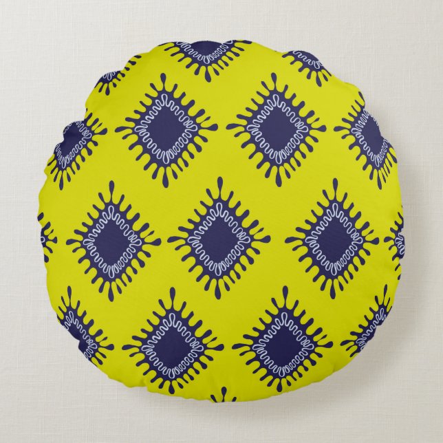 Cojín Redondo Stylish modern ikat tribal seamless pattern (Anverso)