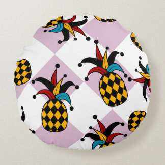 Cojín Redondo Stylized pineapple. Hat and rhombus Harlequin. Sea