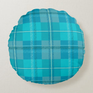 Cojín Redondo Suave Plaid Estético de Aqua Teal Verde