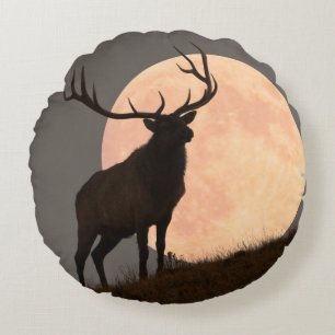 Cojín Redondo Subida de los alces majestuosos de Bull y de la