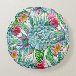 Cojín Redondo Suculento jardín tropical