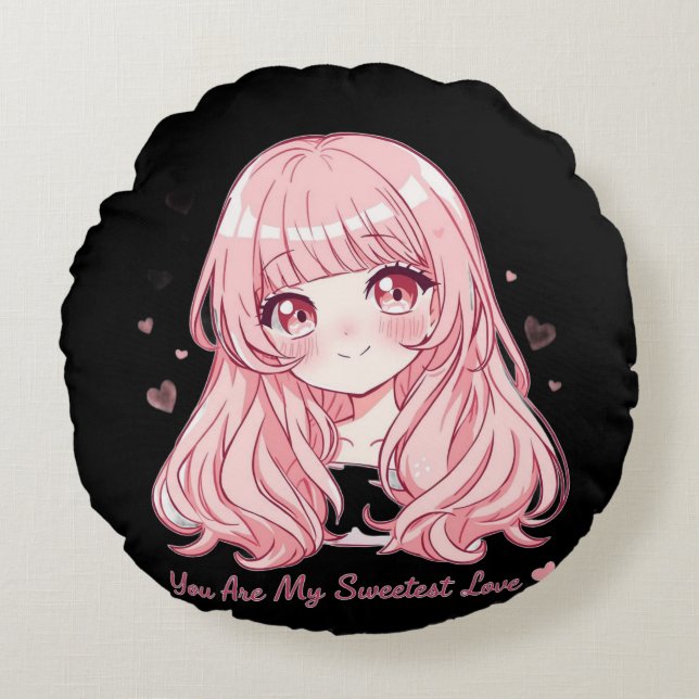 Cojín Redondo Sudadera Anime Valentín Lindo (Anverso)