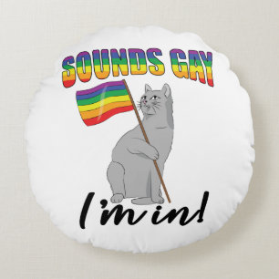 Cojín Redondo Suena gay, estoy en gato