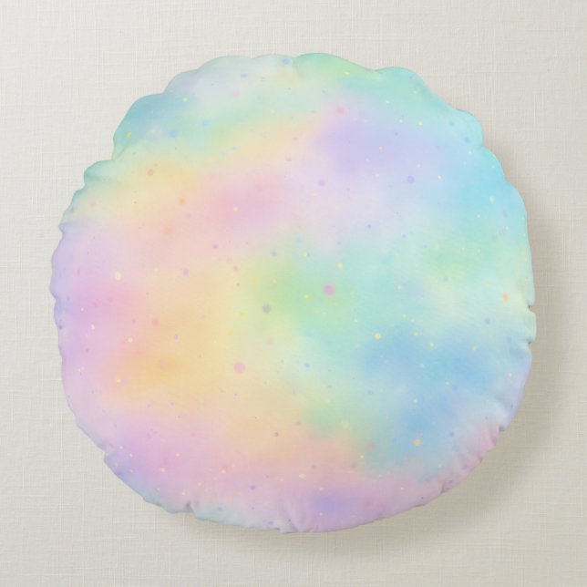 Cojín Redondo Sueño de acuarela pastel – gradiente de arcoíris s (Anverso)