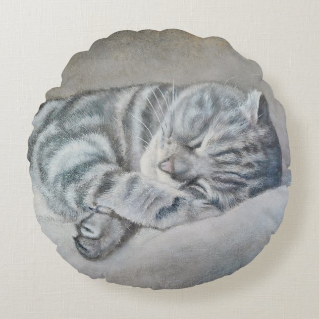 Cojín Redondo Sueño del gato dormido (Anverso)
