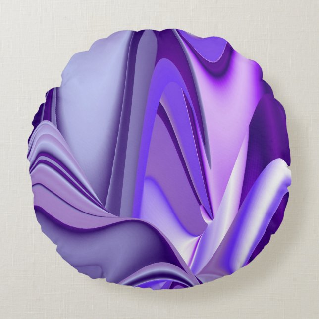 Cojín Redondo Sueños de Arcoíris de Flor Morada (Anverso)