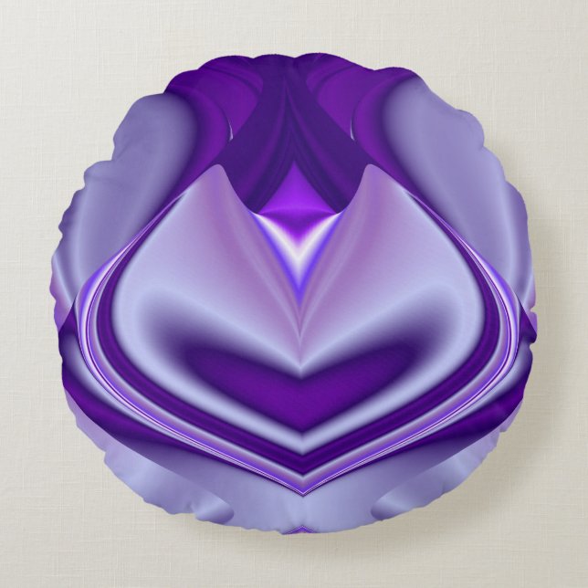 Cojín Redondo Sueños de Arcoíris de Flor Morada (Anverso)