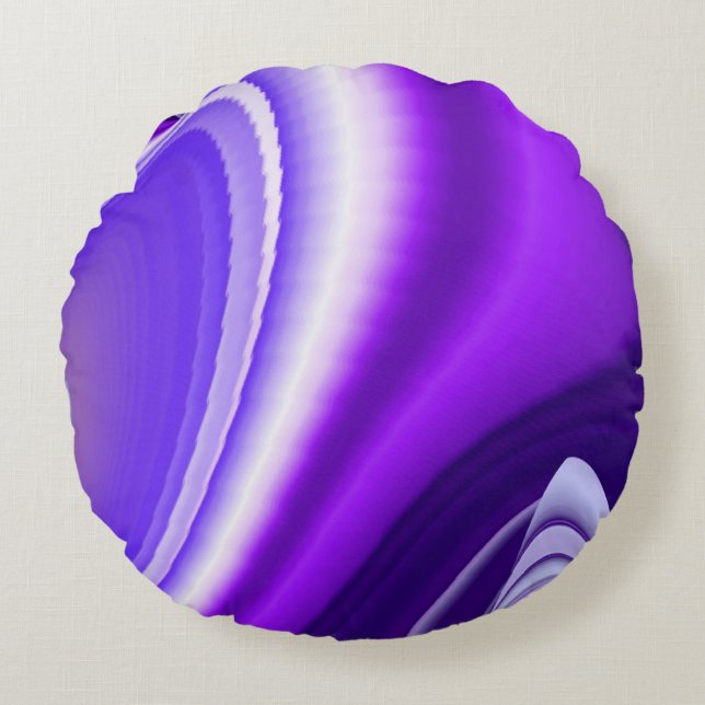 Cojín Redondo Sueños de Arcoíris de Flor Morada (Anverso)