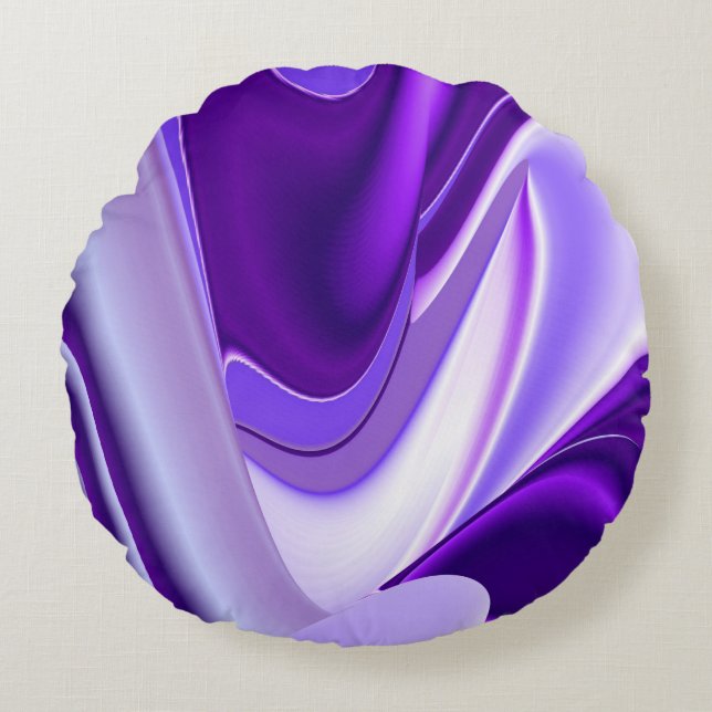 Cojín Redondo Sueños de Arcoíris de Flor Morada (Anverso)