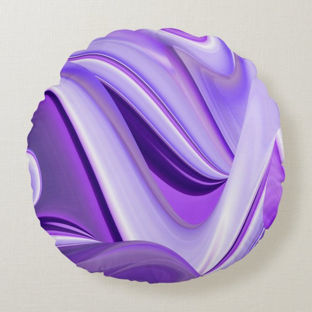 Cojín Redondo Sueños de Arcoíris de Flor Morada (Anverso)